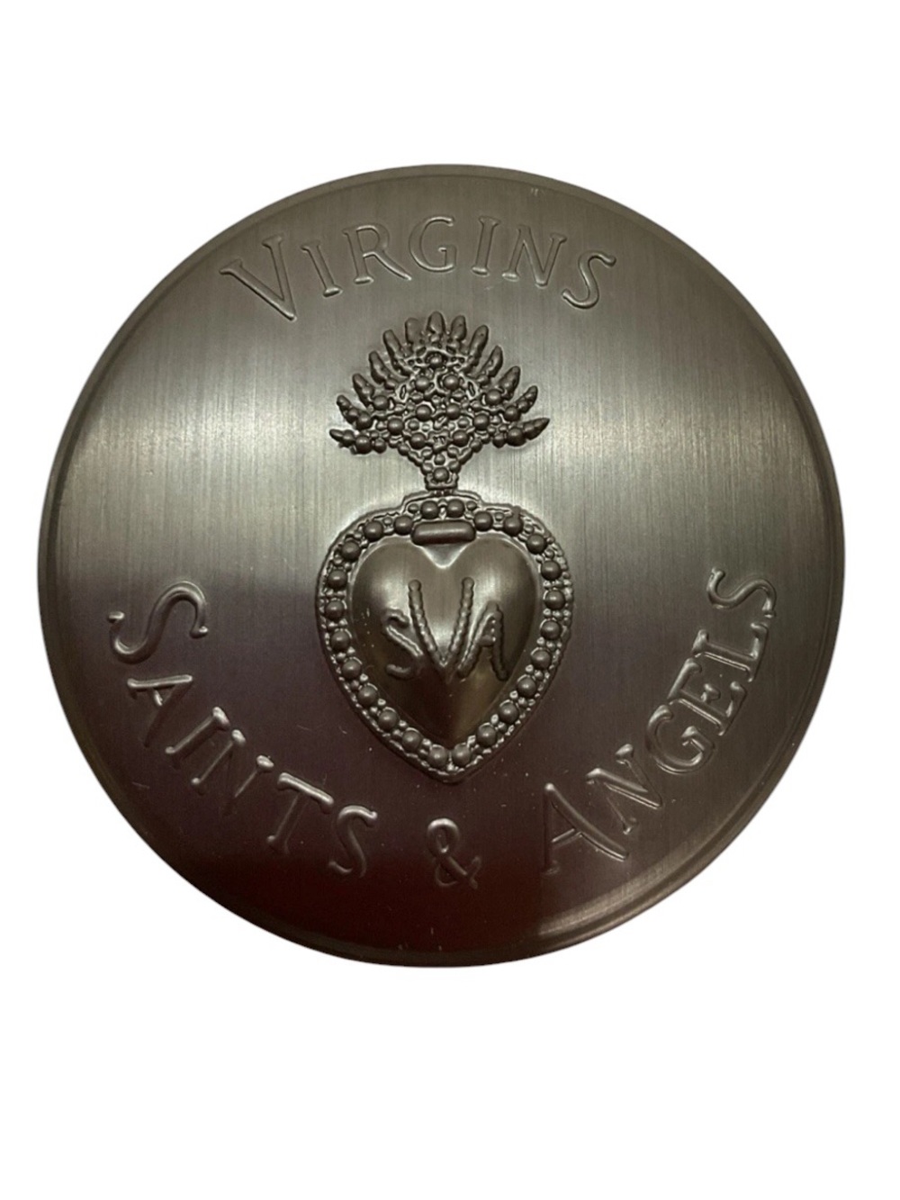 Virgins Saint & Angels VSA Red Velvet Compact Mirror Sacred Heart Brushed Silver